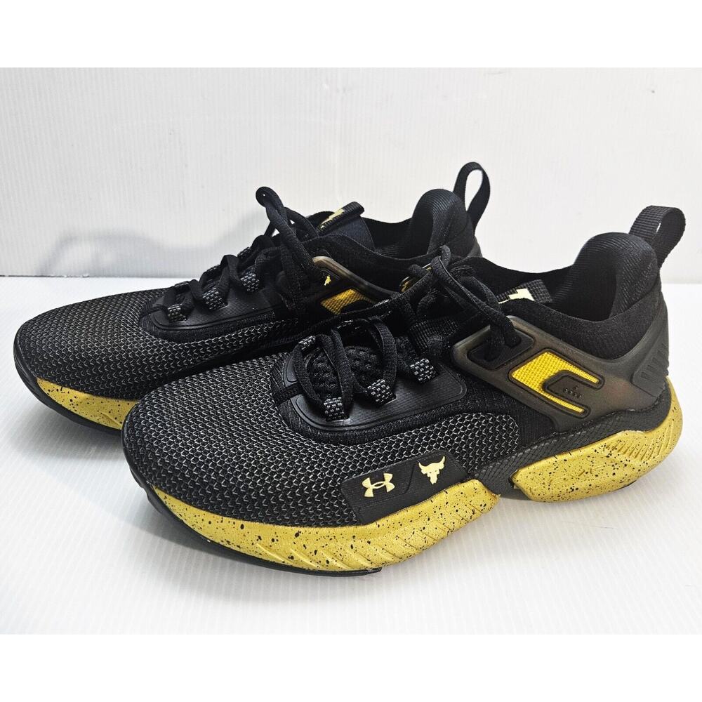 Under Armour Sneakers Project Rock 5 BLACK ADAM Black Gold Size Men's 7